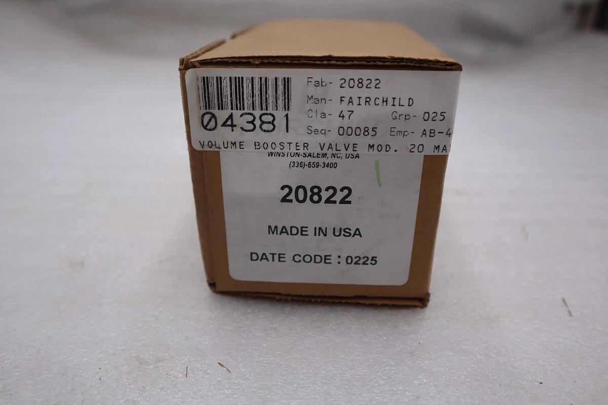 Fairchild 20822 Model 20 High Capacity Volume Pneumatic Volume Booster STK 4023B