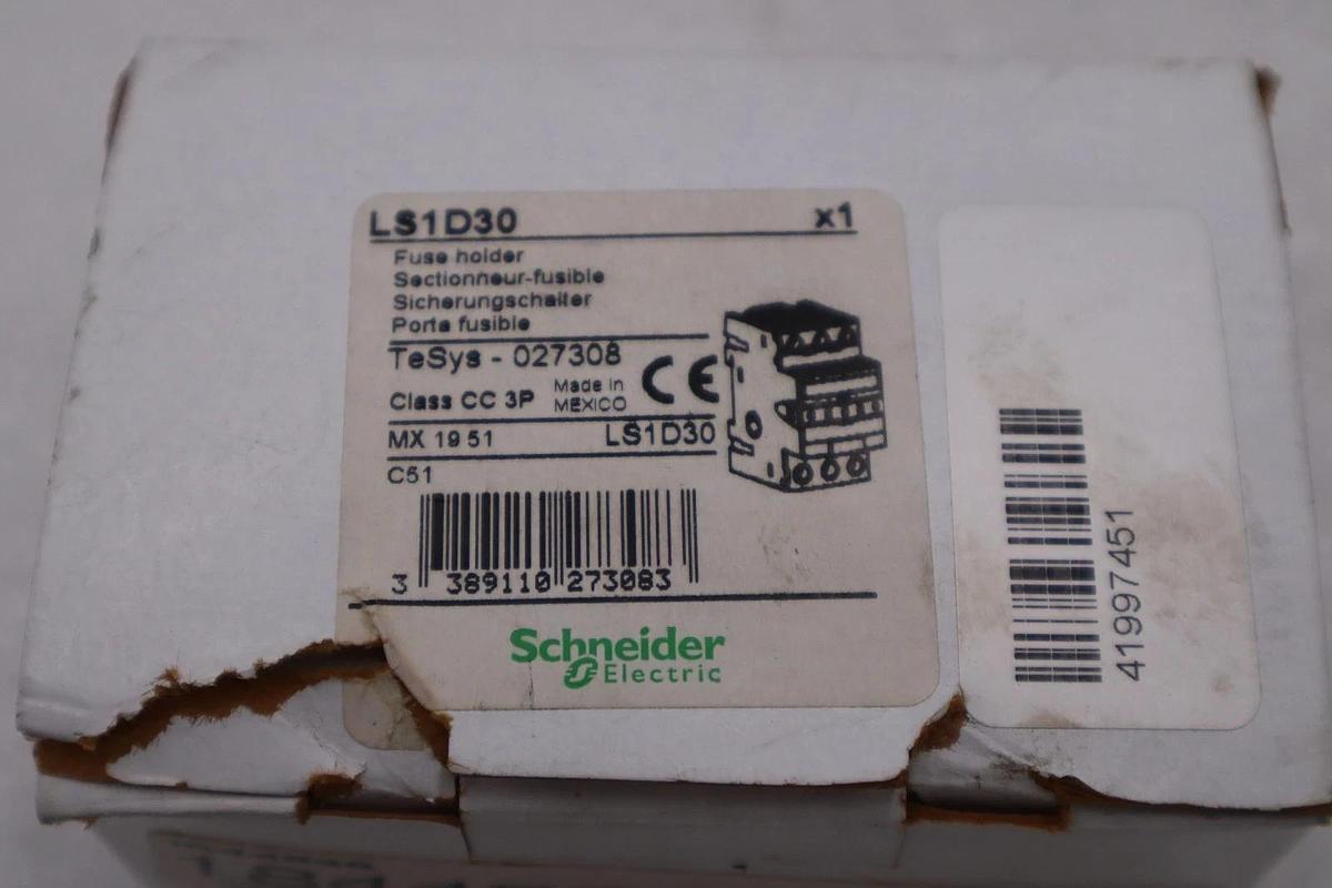 Used New Schneider Electric LS1D30 Fuse Holder TeSys-027308 Class CC 3P 30A #H1088A