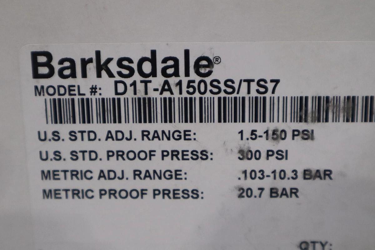 Used NEW BARKSDALE D1T-A150SS/TS7 Diaphragm Mechanical Pressure Switch STOCK G114