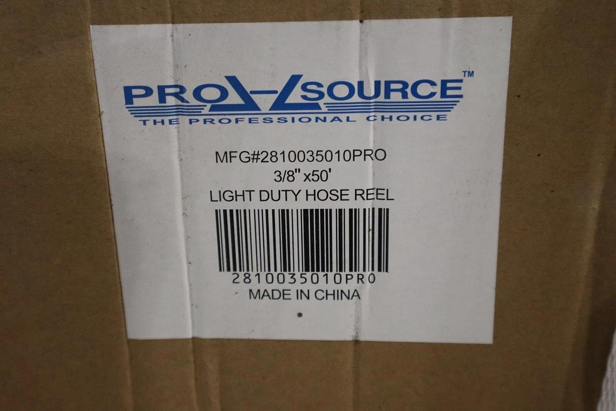 NEW PRO-SOURCE 2810035010PRO HOSE REEL WITH HOSE: 3/8" ID HOSE X 50' STOCK H753