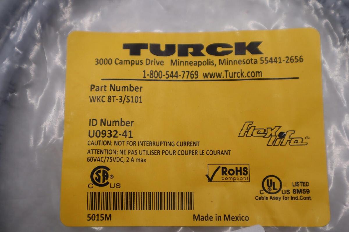 TURCK WKC 8T-3/S101 / WKC8T3S101 (BRAND NEW) STOCK L-156-A