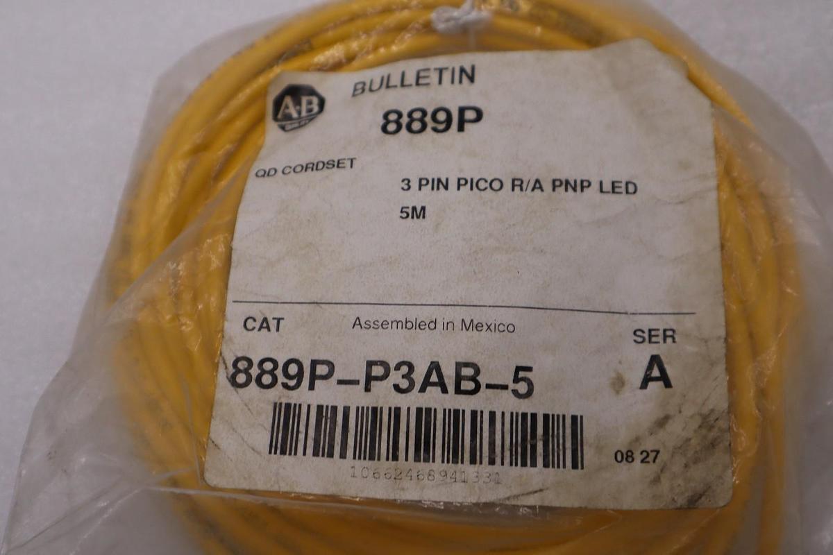 Used NEW AB Allen Bradley Molded Cordset 889P-P3AB-5 3 PIN STOCK H1558