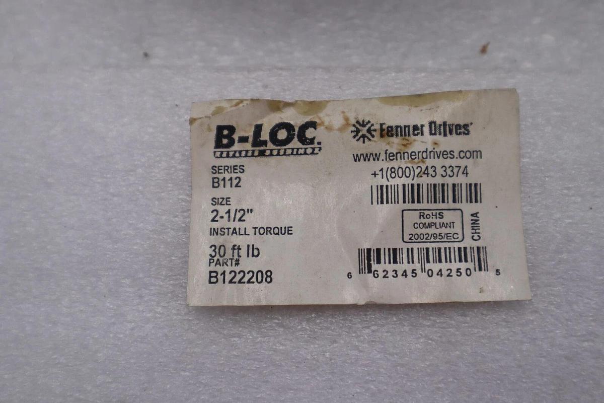 Used B-LOC Series B112 Size 2-1/2" Fenner Drives Install New Open Box Stock #3626