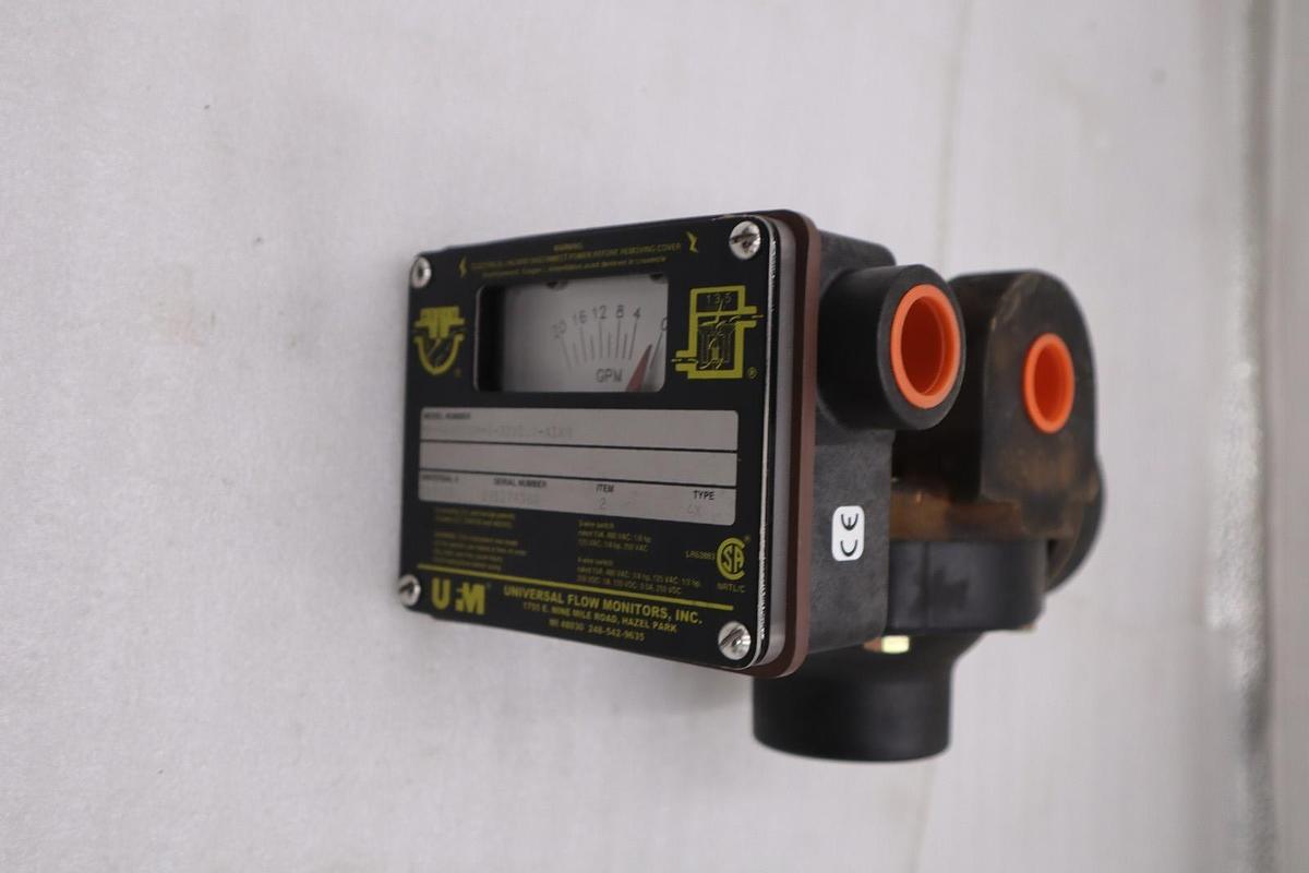 Used UNIVERSAL FLOW MONITORS MN-BSB20GM-6-32V1.0-A1XR FLOW METER - STOCK GF476