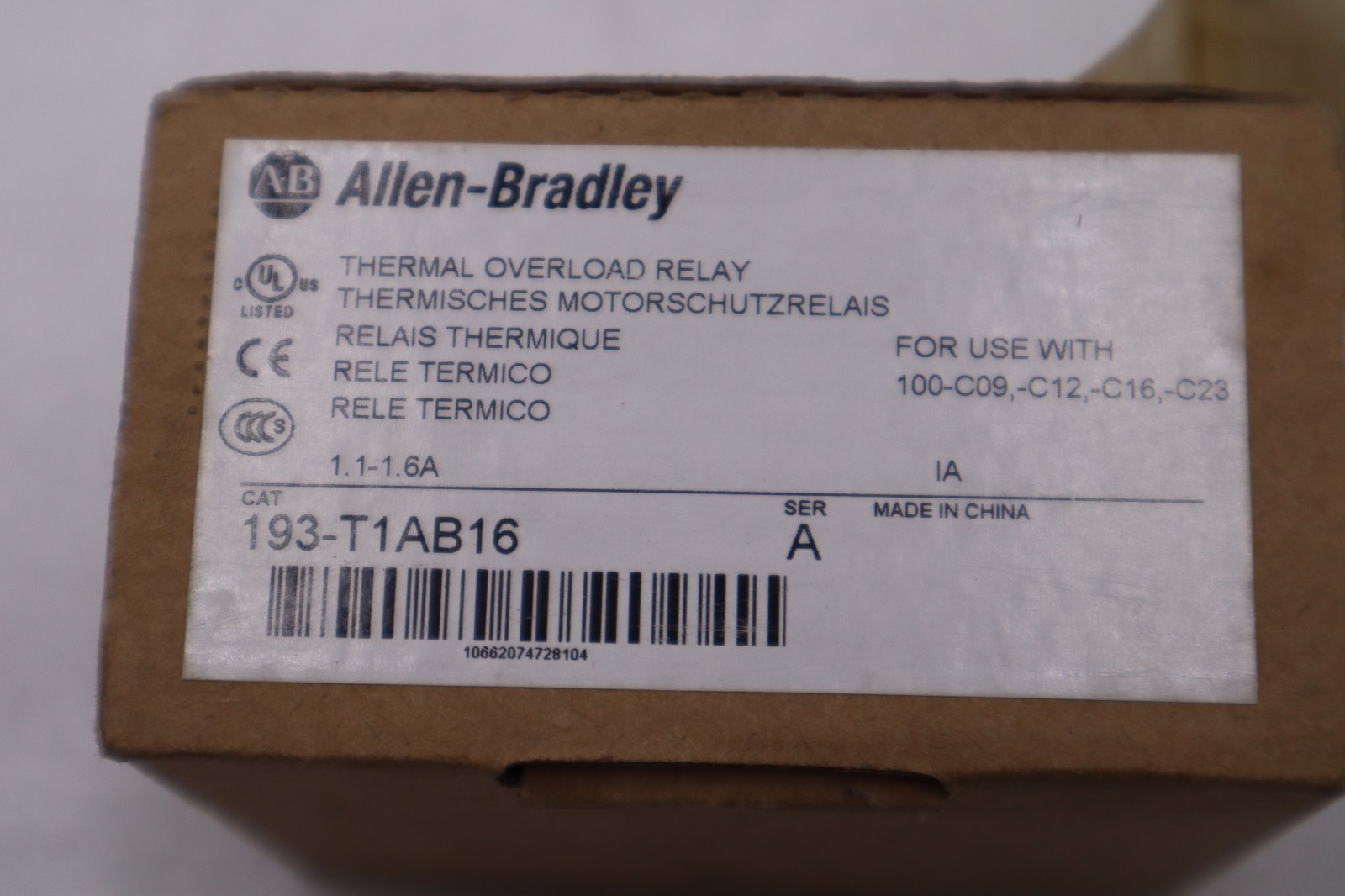 ALLEN BRADLEY 193-T1AB16 OVERLOAD RELAY SER. A STOCK H874A