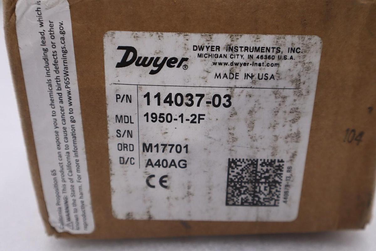 Used 1950-1-2F Dwyer- Pressure Switch- 114037-03 NEW WITH BOX STOCK G389A