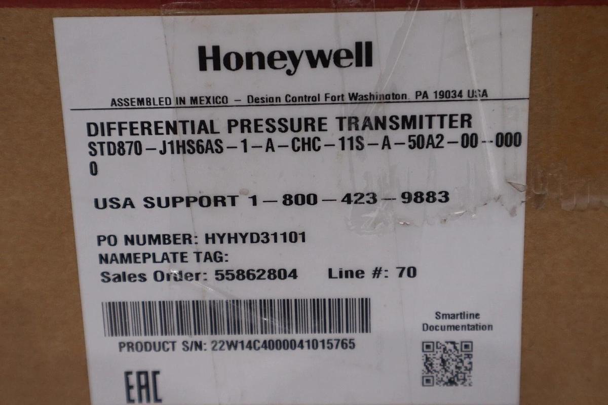 HONEYWELL STD870-J1HS6AS-1-A-CHC-11S-A-50A2-00-0000 / STD870 TRANSMITTER #G395