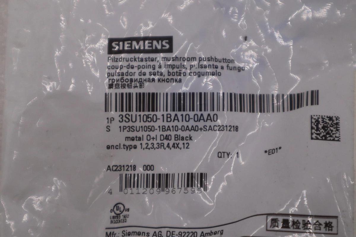Used NEW Siemens 3SU1050-1BA10-0AA0 PUSH BUTTON 3SU1 050-1BA10-0AA0 STK H917A