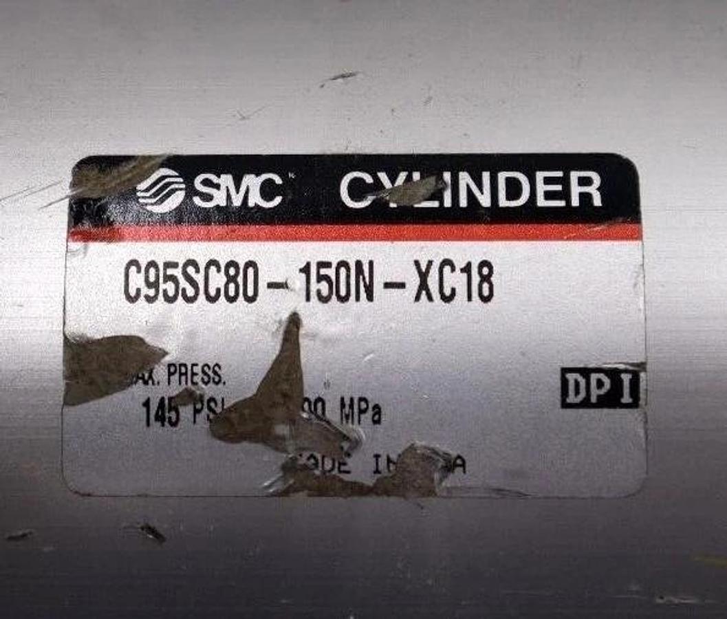 Used SMC C95SC80150NXC18 PNEUMATIC CYLINDER 145 PSI #S-174