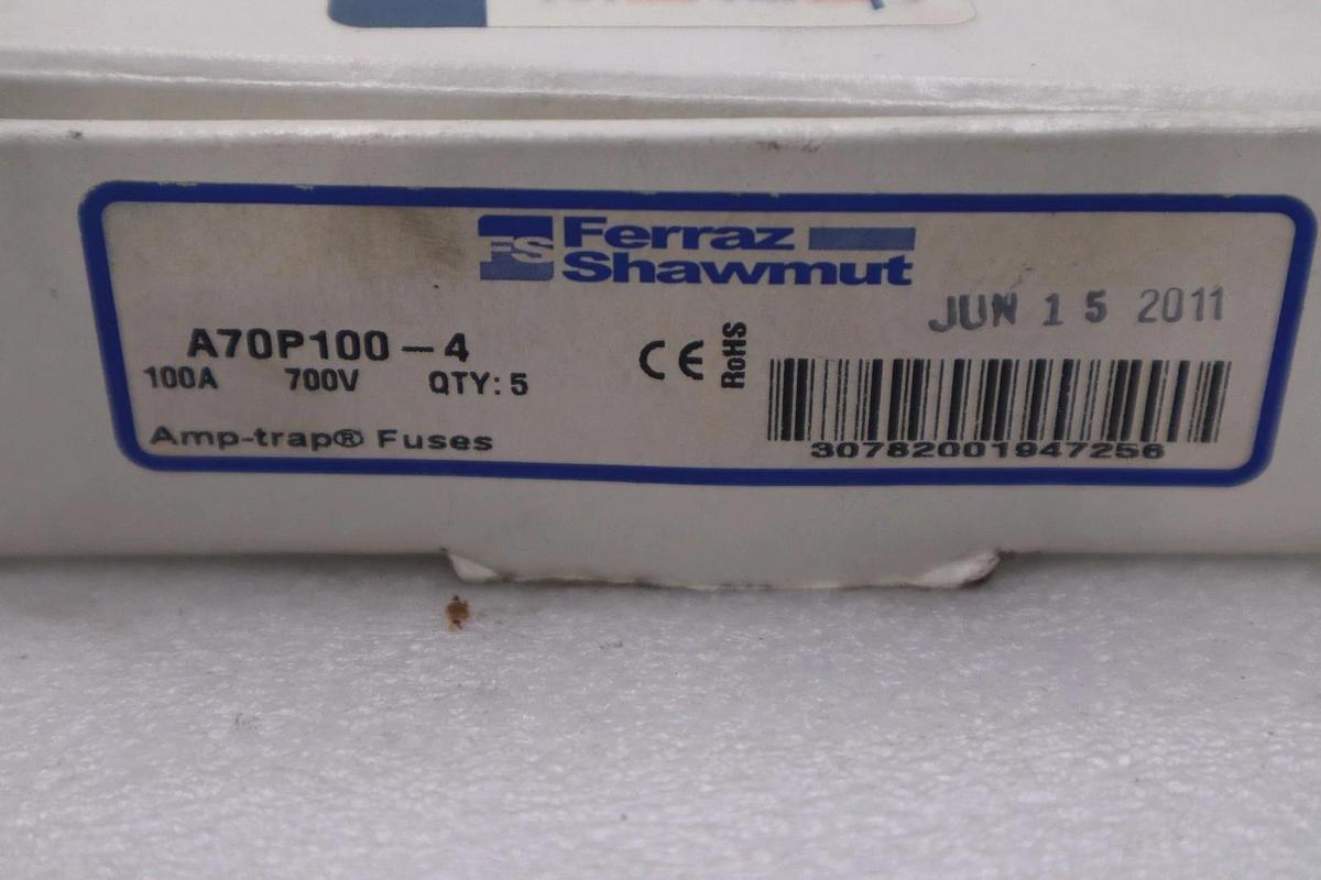 NEW BOX OF 5 FERRAZ SHAWMUT 100A 700V SEMICONDUCTOR FUSE A70P100-4 STOCK GF-632A