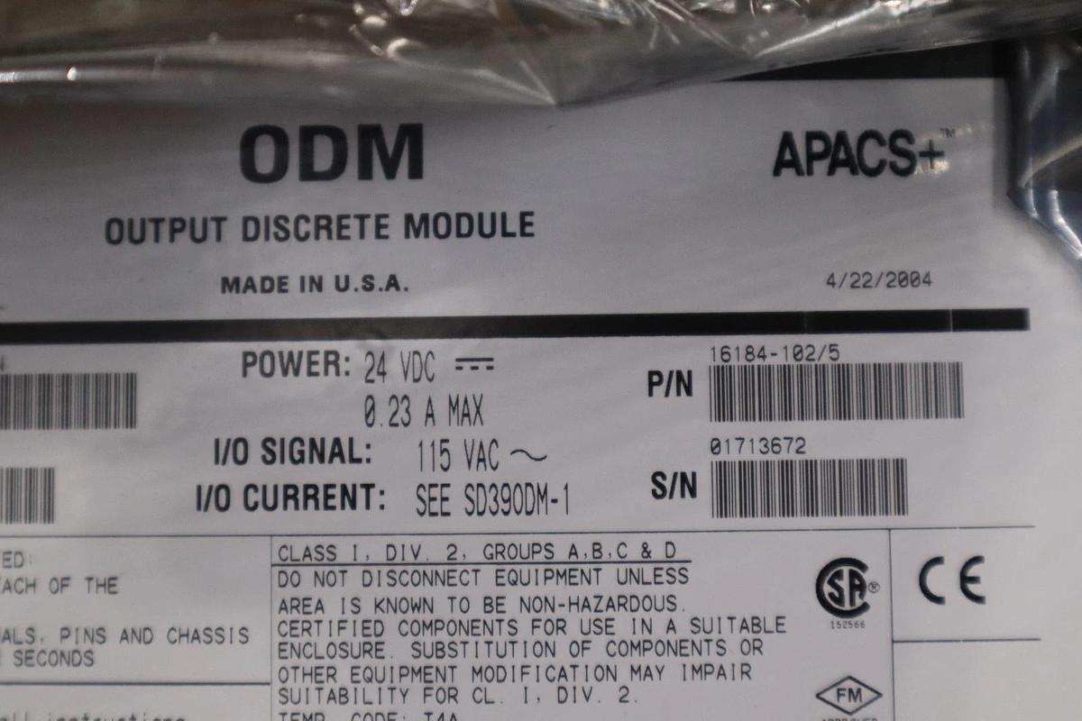 SIEMENS  APACS+  ODM  Output Discrete Module  390DM115ACCBN STK SGF144
