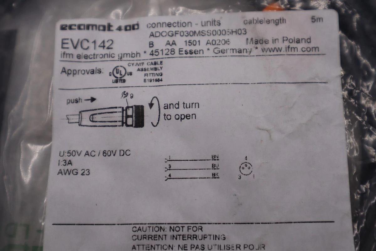 Used NEW IFM ECOMAT 400 EVC142, ADOGF030MSS005H03-EVC142 STOCK B-1626
