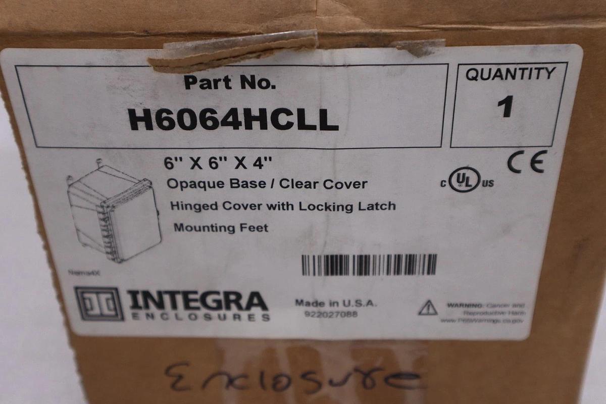 Used NEW INTEGRA ENCLOSURES H6064HCLL ENCLOSURE WITH HINGE OPAQUE STOCK 5623CC