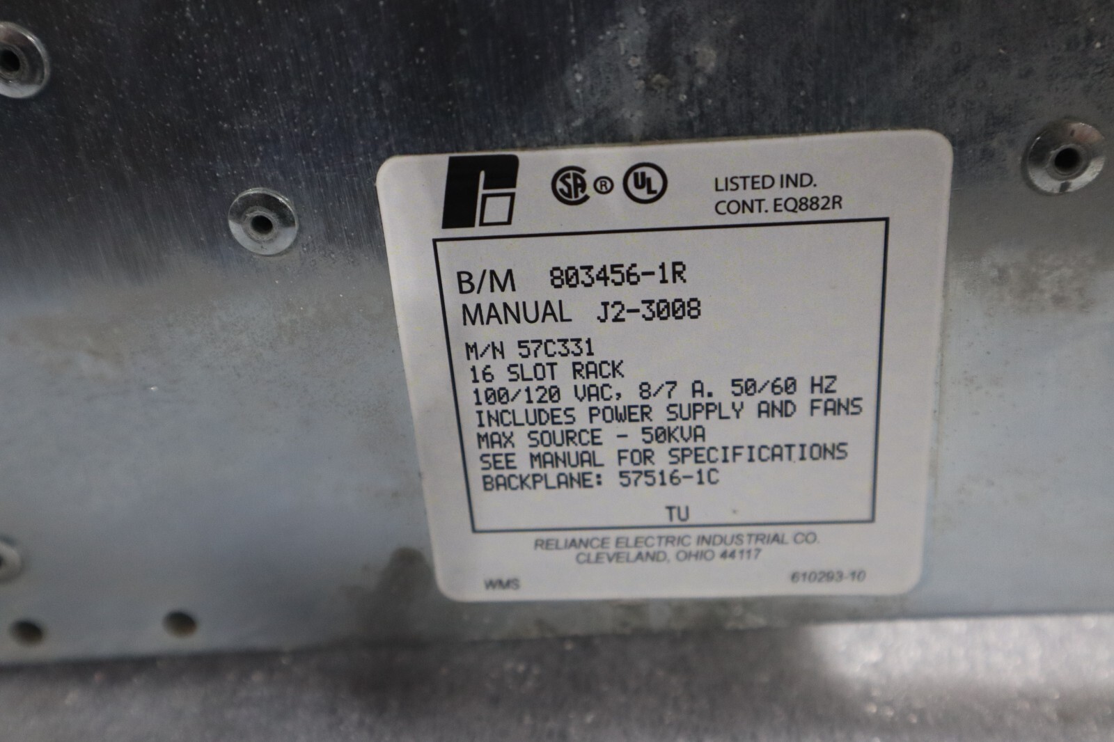 Used NEW Reliance Electric 57C331 Automax 16 Slot Rack 100/120v-ac STOCK G264