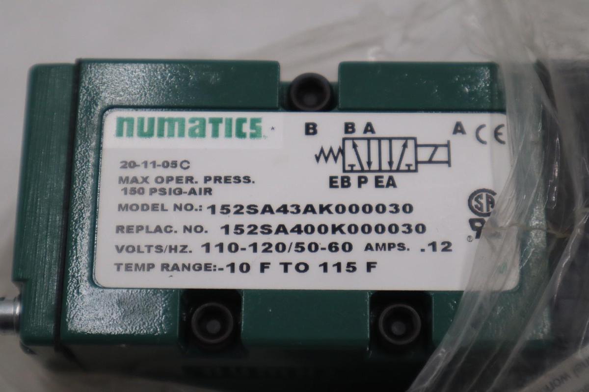 Used ASCO 152SA43AK000030 / 152SA43AK000030 NUMATICS VALVE STOCK GF460A