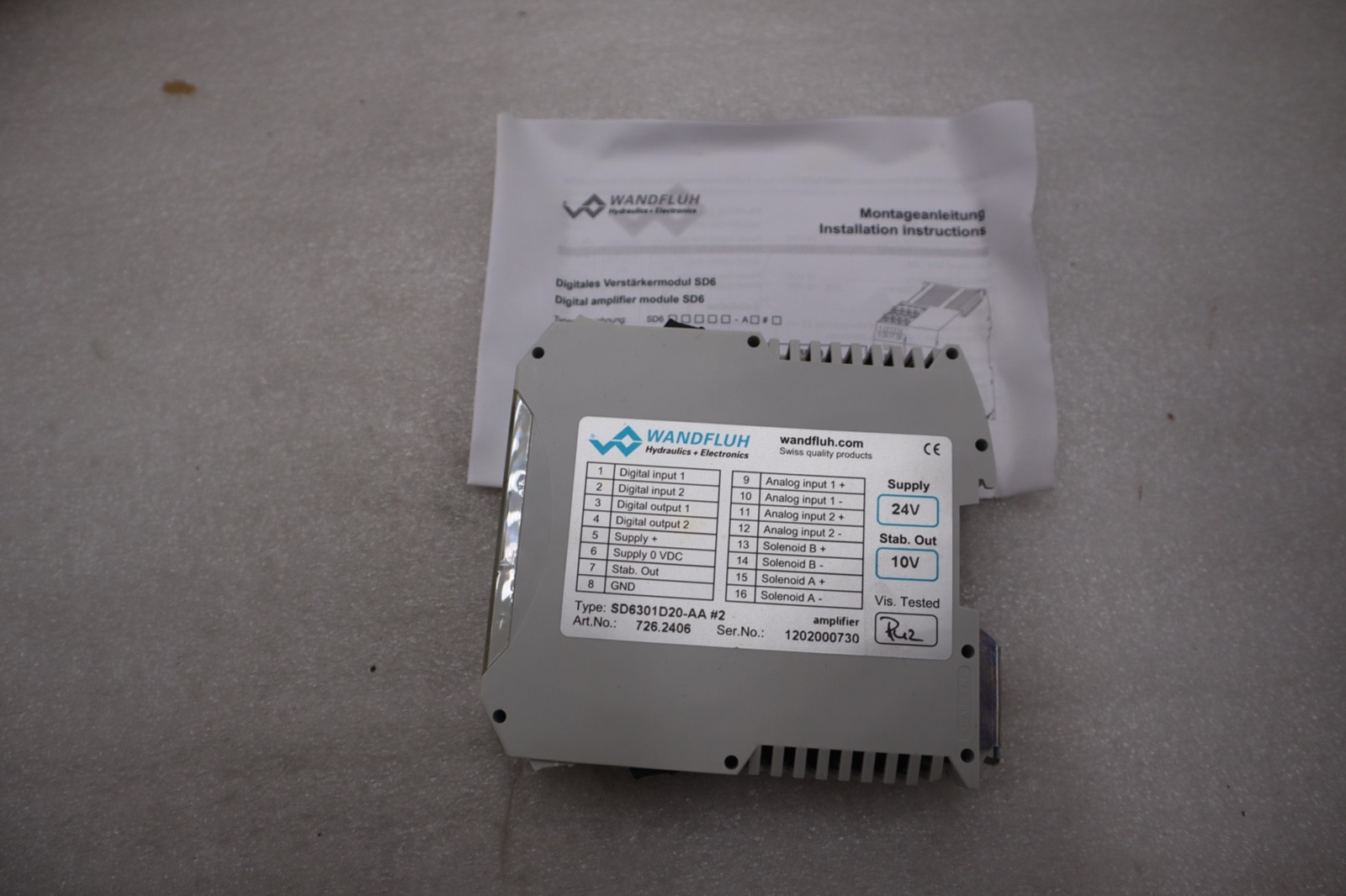 Used WANDFLUH 1202000730 SD6301D20-AA STOCK #K-1961A