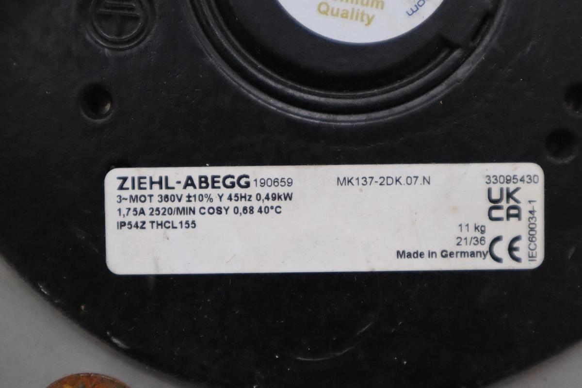 NEW ZIEHL-ABEGG MK137-2DK.07.N 360V 45Hz 0.49kW 1.75A STOCK H1265
