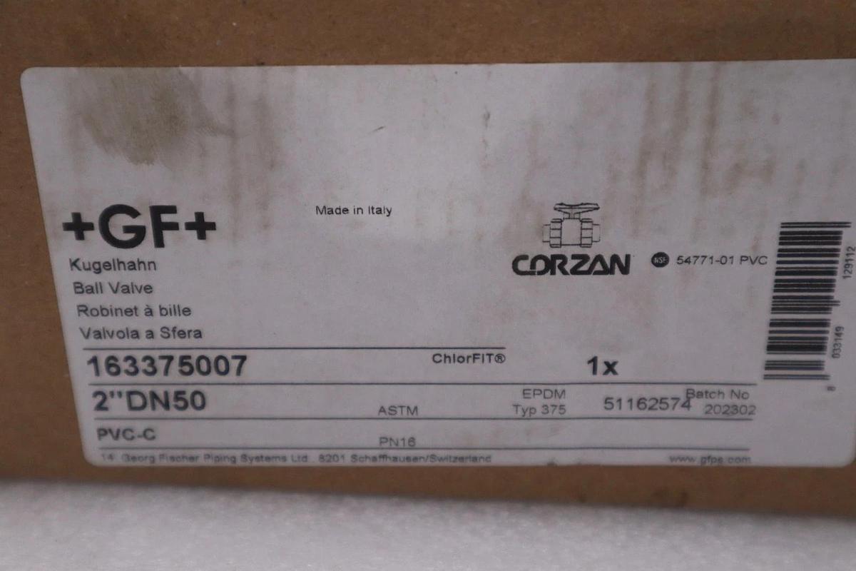 Used NEW OPEN BOX Gf Piping Systems 163375007 2" Socket Cpvc Ball Valve STK GF1006