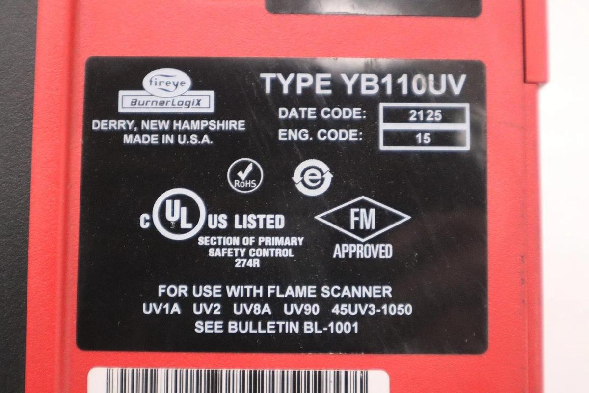 Used FIREYE YB110UV BURNERLOGIX PRIMARY SAFETY CONTROL - STOCK 3725CC