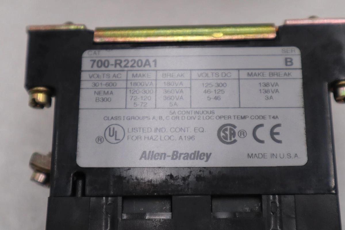 NEW Allen Bradley Bulletin 700-R220A1 AC Relay Ser B 120V 60HZ STOCK H316A