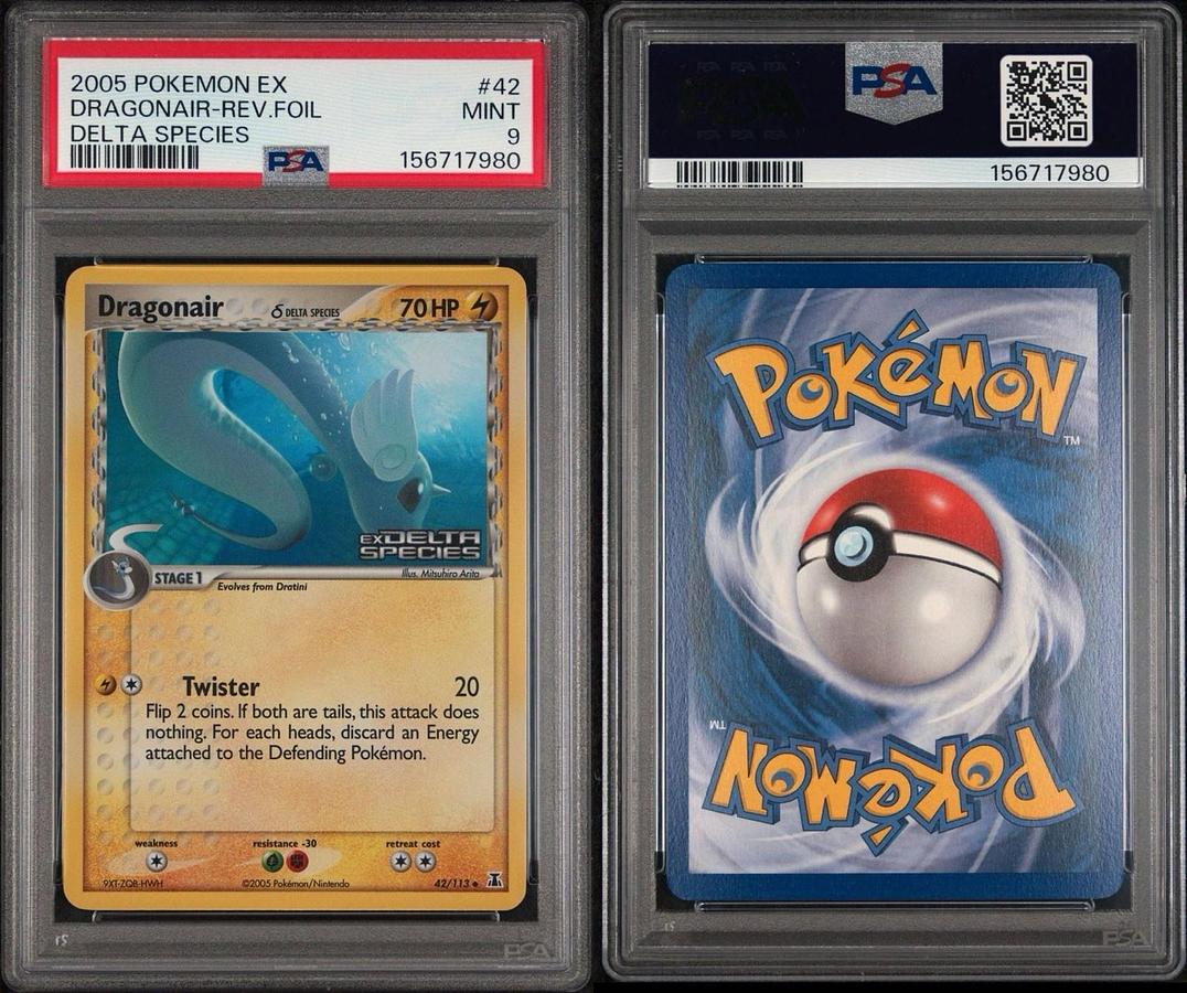 Used 2005 POKEMON EX DELTA SPECIES #42 DRAGONAIR-REVERSE FOIL PSA 9