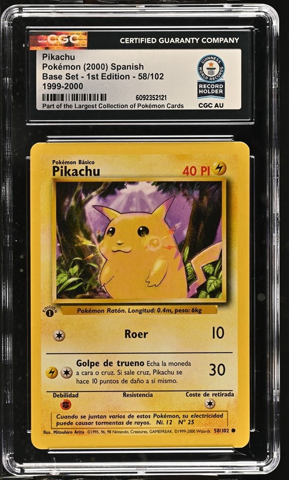 Used 1999 POKEMON SPANISH 1ST EDITION #58 PIKACHU CGC WORLD RECORD SLAB 1/1