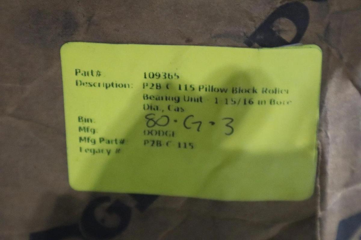 Used DODGE P2B-C-115 065292 TYPE C PILLOW BLOCK 2-BOLT BASE - STOCK CC-37