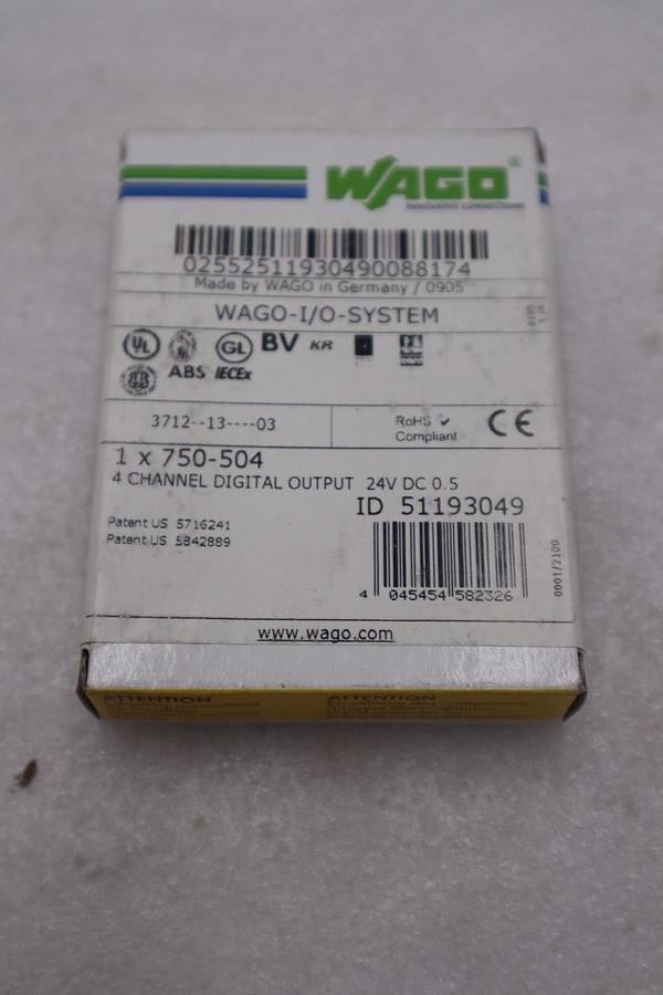 Wago 750-504 PLC Slice I/O System 4 Channel Output - NEW - STOCK K1646A