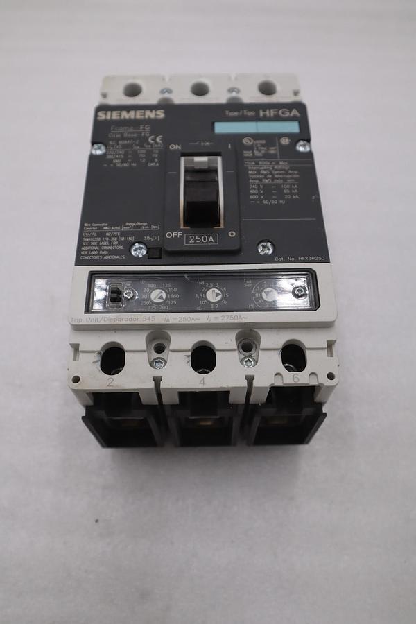 Used Siemens 3VL3125-2GE33-0AA0 250A Circuit Breaker 600V HFX3P250F HFGA 250 Amp 3P-N