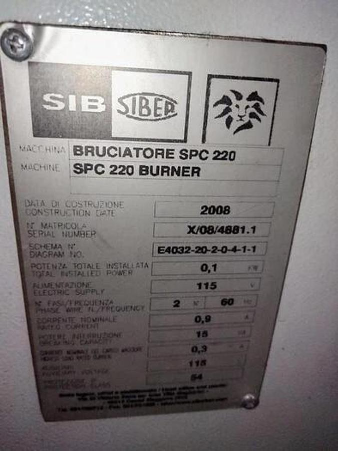 Used SIB SIBER MODEL 220 BURNER
