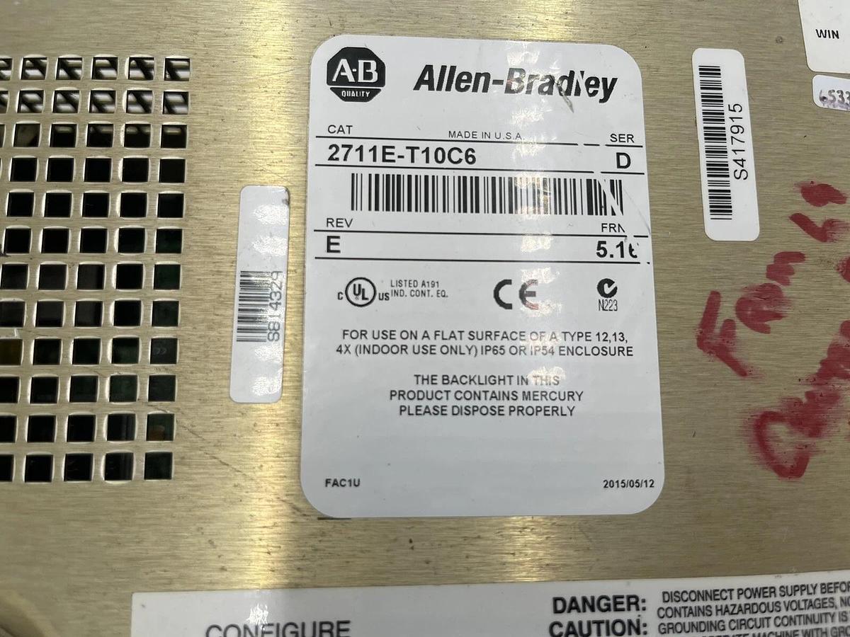 Refurbished Allen-Bradley 2711E-T10C6 Ser D Rev E FRN 5.16 Panelview 1000E - REFURB 1530
