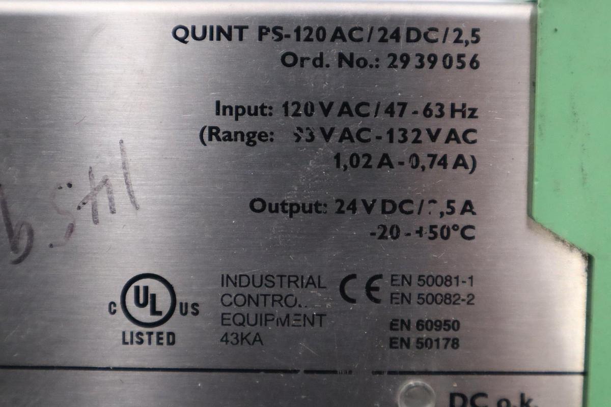 Used PHOENIX CONTACT QUINT-PS-120AC/24DC/2.5 POWER SUPPLY  STOCK H557A