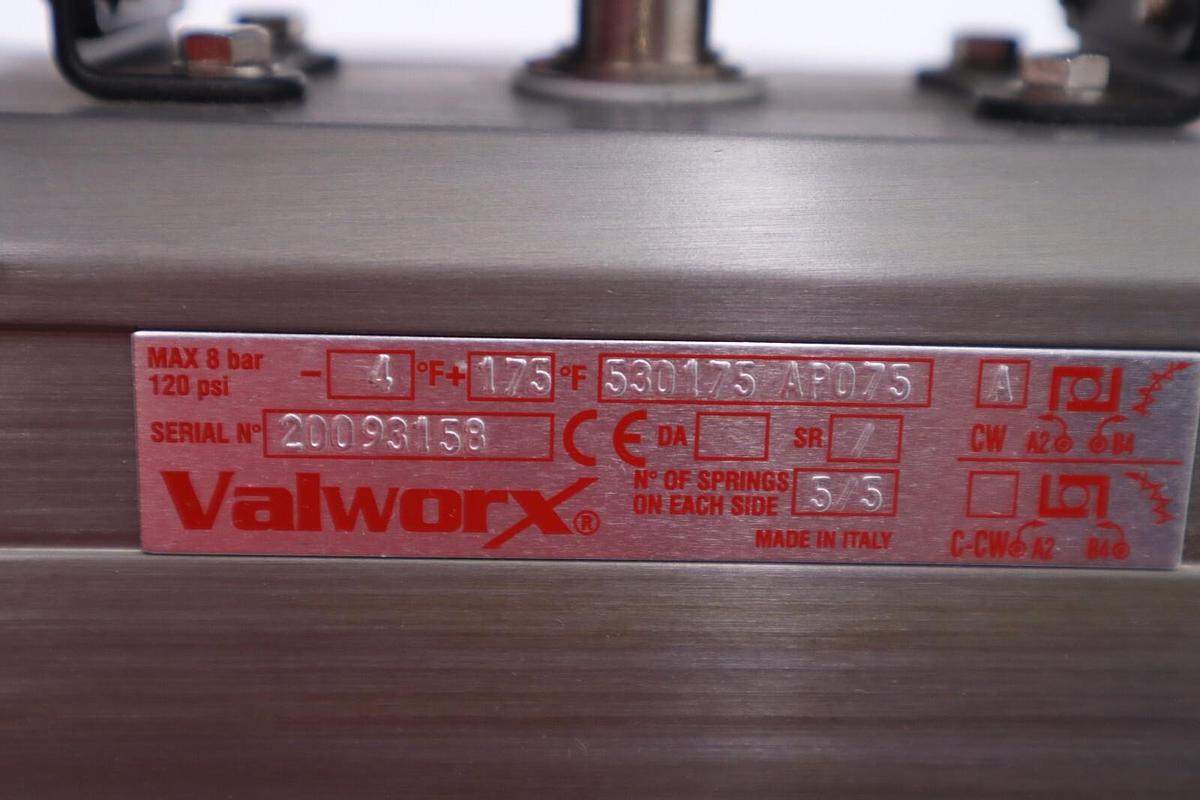 Used VALWORX 530175 AP075 PNEUMATIC ACTUATOR W/ 529102A SOLENOID 529910A VALVE #008-A