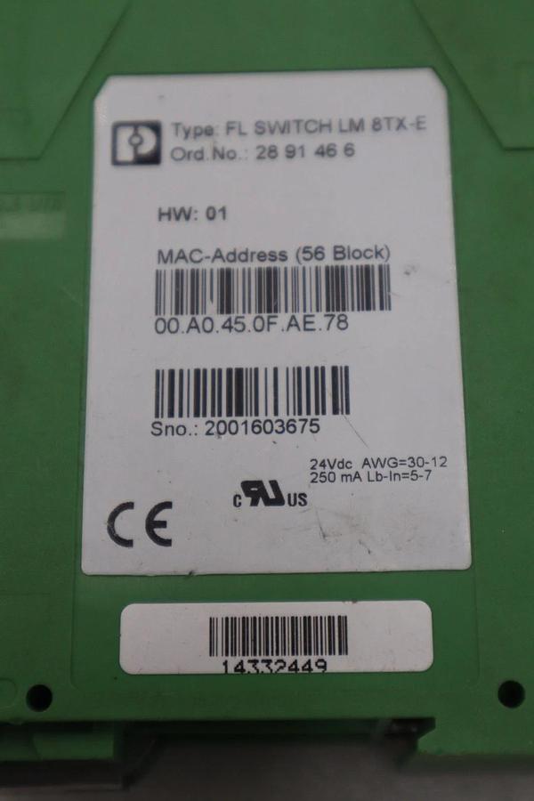 PHOENIX CONTACT FL SWITCH LM 8TX-E ETHERNET SWITCH - STOCK GF153A