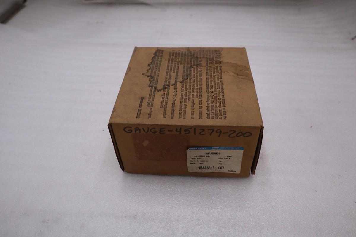 Used ASHCROFT 45-1279-SS-04L/ 45 1279SS 04L 200# PRESSURE GAGE STOCK #GF1373