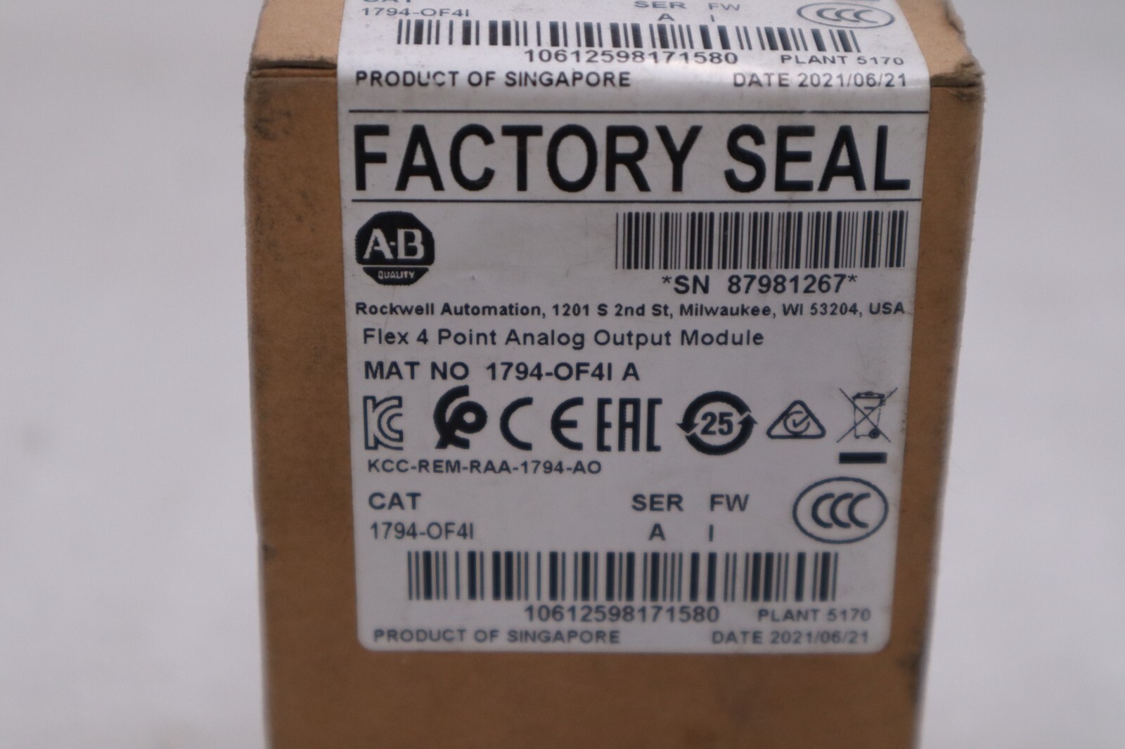 New Sealed Allen Bradley 1794-OF4I Ser A Flex 4 Point Analog Output STOCK H254A