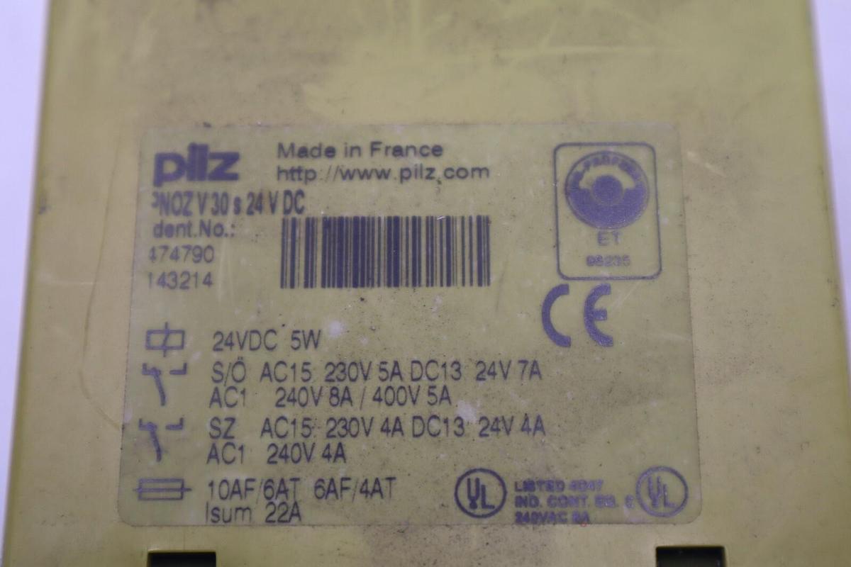 Used PILZ SAFETY RELAY 474790 PNOZ V 30S 24 V DC PNOZV30S24VDC STOCK K-3831