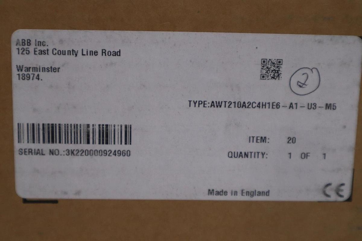Used ABB AWT210 AWT210A2C4H1E6-A1-U3-M5 / AWT200062 2 WIRE TRANSMITTER CONTROL #G149A