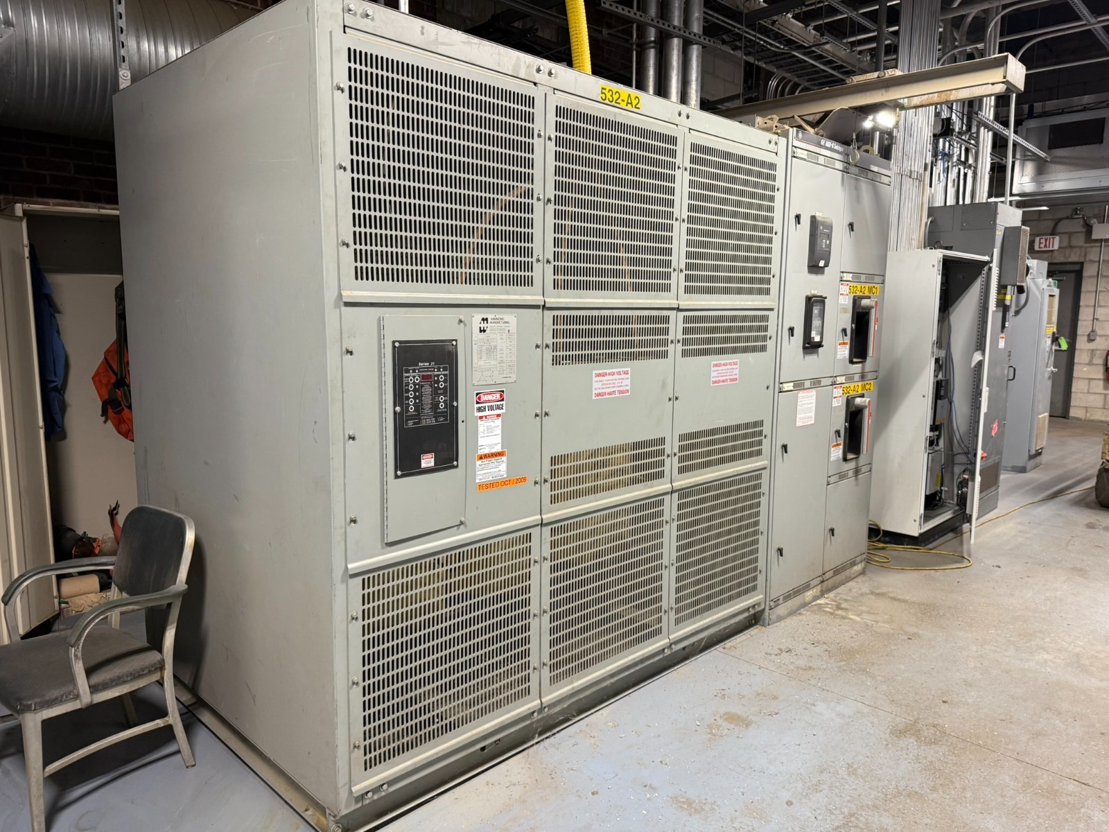 Used Hammond Power 1500 KVA DRY TYPE TRANSFORMER 4160 HV 575Y/332V LV WITH GE-AKD-8