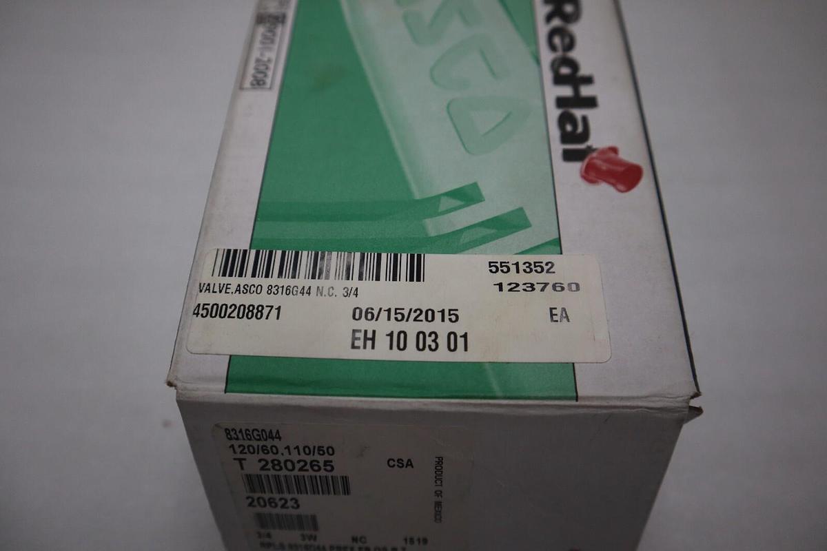 NEW ASCO Red Hat EF8316G044 Solenoid Valve Solenoid 120V 60Hz STOCK G538