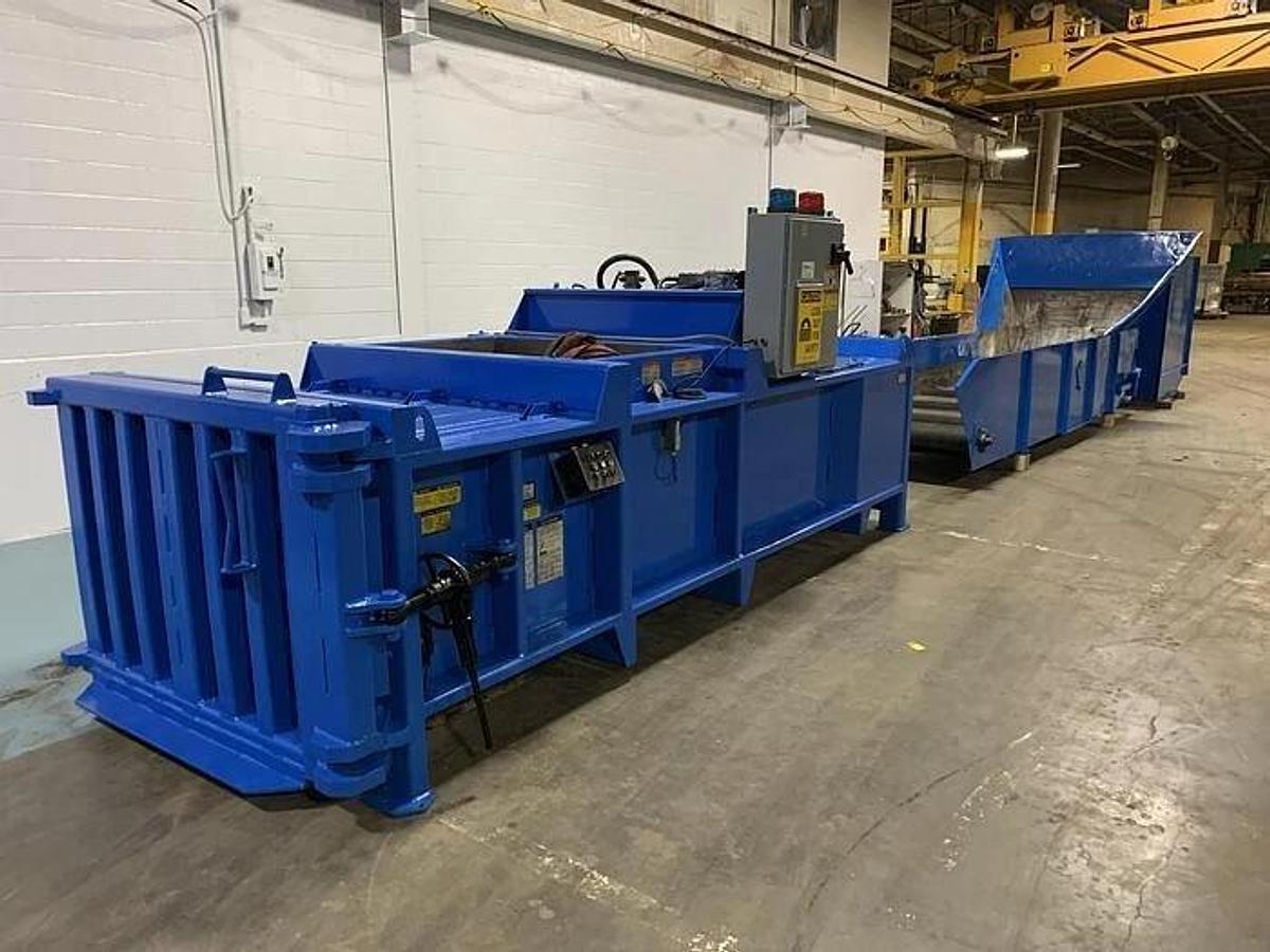 Used EXCEL MODEL EX-62 TWIN CYLINDER CLOSED DOOR BALER WITH CONVEYOR AND TIPPER