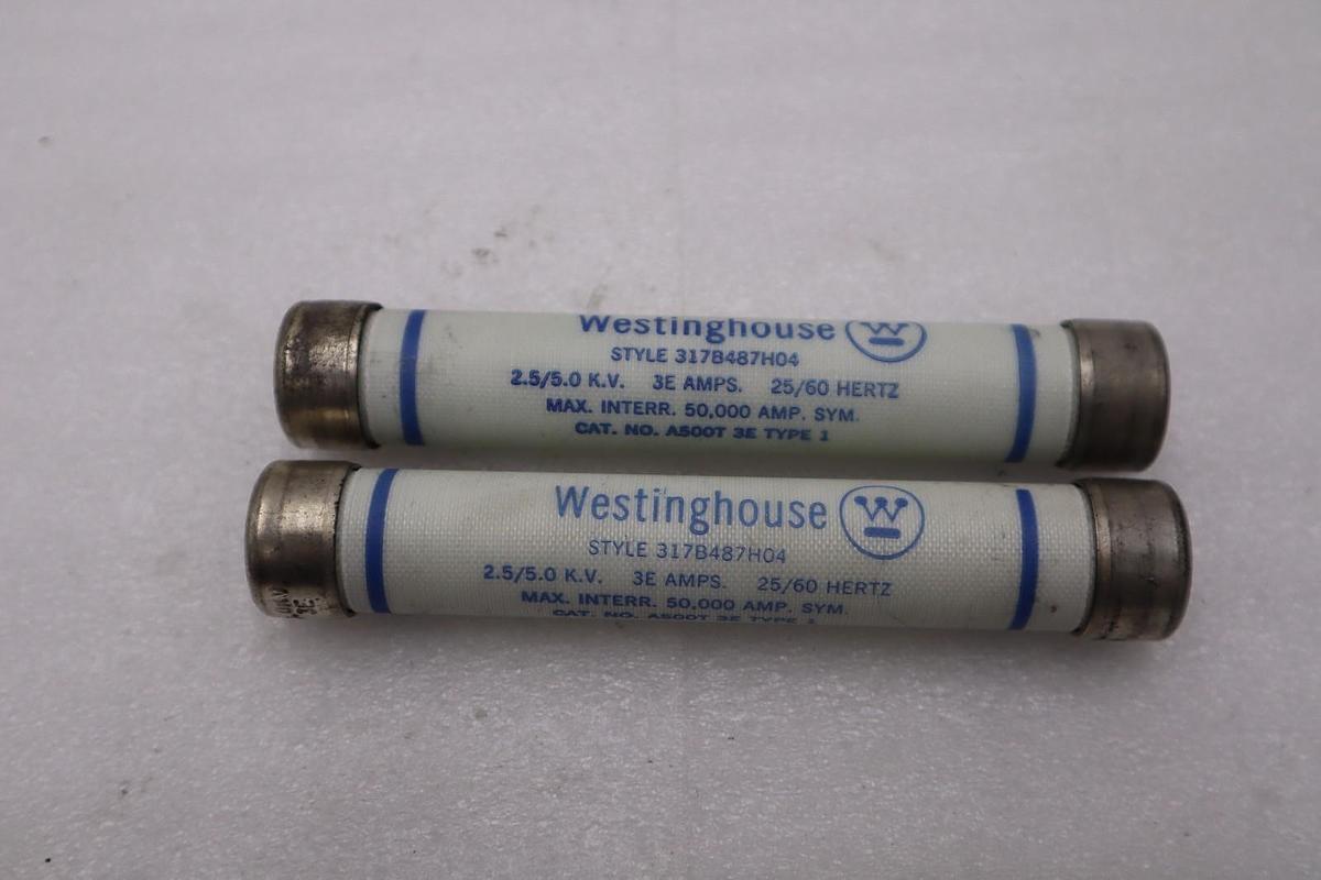 Used LOT OF 2 NEW OPEN BOX WESTINGHOUSE A500T 3E FUSE 25/60HZ 317B487H04 STK H1451A