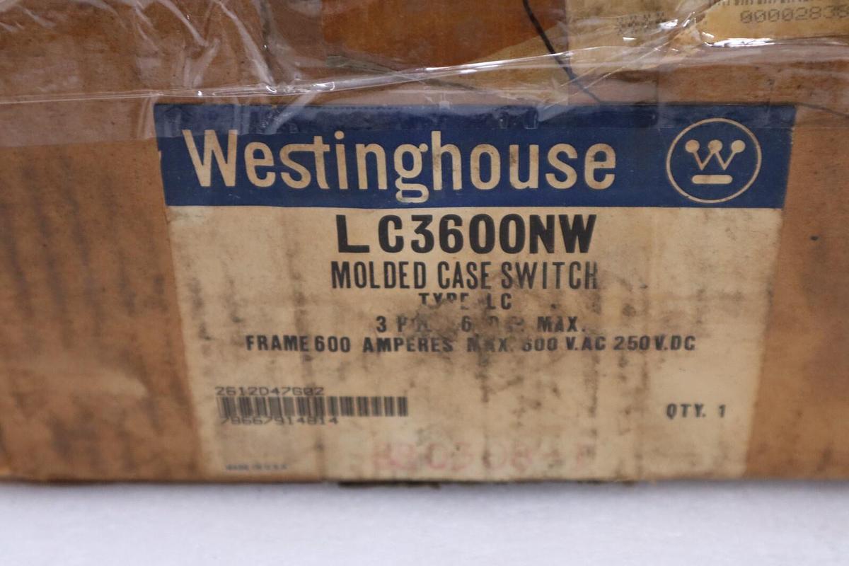 Westinghouse LC3600NW CIRCUIT BREAKER 600 AMP 3 POLE 600 VAC NEW OLD STOCK 5005A