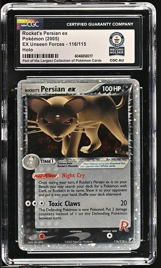 Used 2005 POKEMON EX UNSEEN FORCES #116 ROCKET'S PERSIAN EX-HOLO CGC WORLD RECORD 1/1