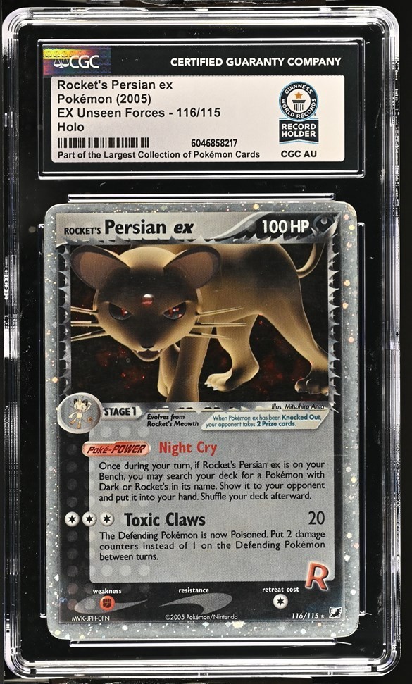 Used 2005 POKEMON EX UNSEEN FORCES #116 ROCKET'S PERSIAN EX-HOLO CGC WORLD RECORD 1/1