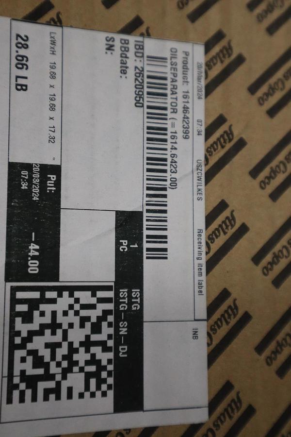 NEW OPEN BOX 1614-6423-99 Oil Separator Suitable Atlas Copco 1614642399 STK SGF6