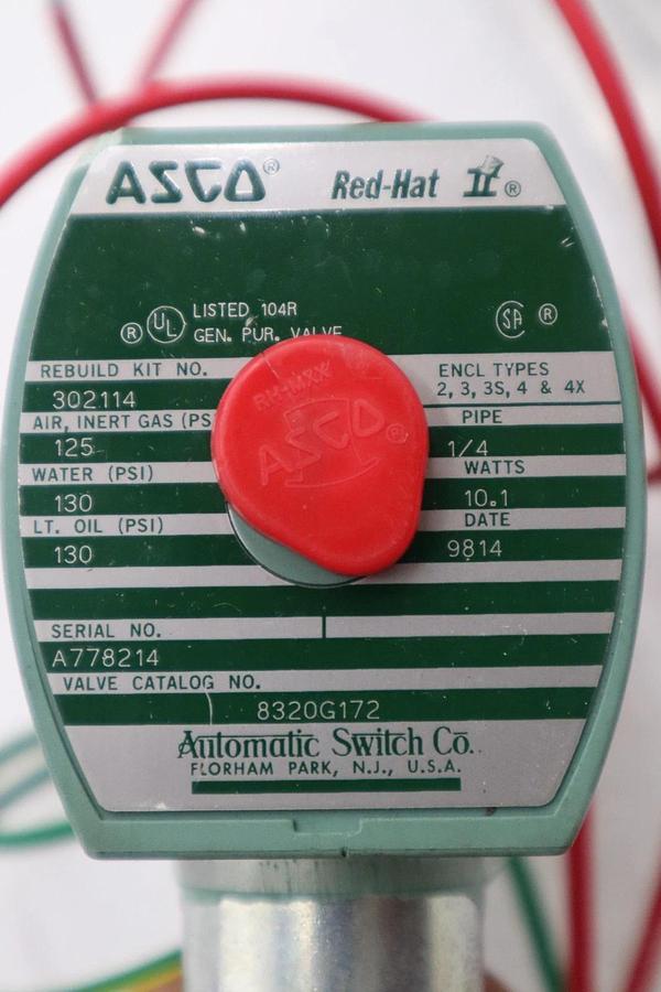 Used ASCO REDHAT 8320G172 Solenoid Valve 1/4 Inch - NEW IN BOX - STOCK H1587