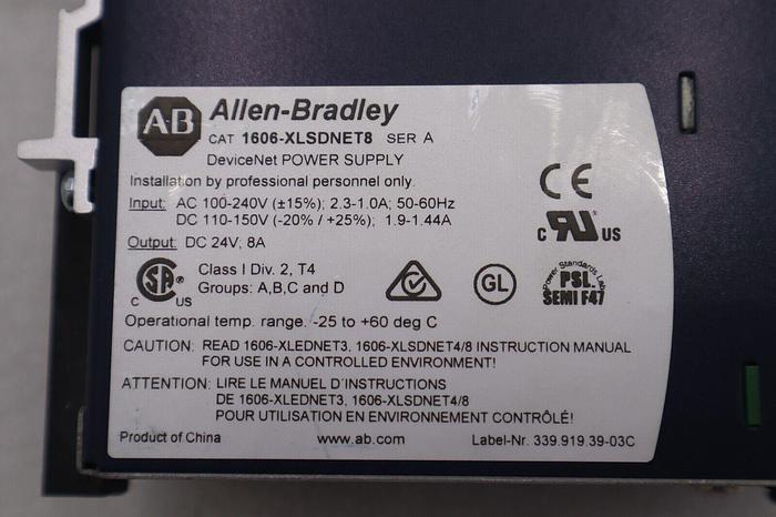 NEW ALLEN BRADLEY 1606-XLSDNET8 POWER SUPPLY1606XLSDNET8 STOCK K-136-A