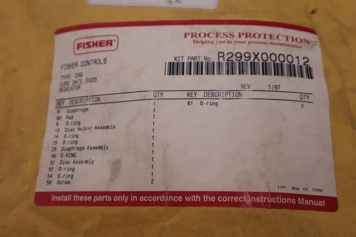 FISHER CONTROLS R299X000012 REPAIR KIT NEW STOCK 1019B
