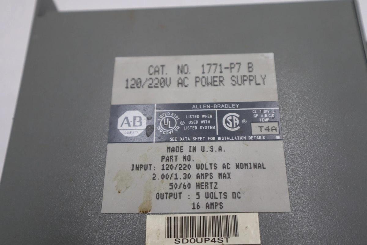 Used AB Allen-Bradley 120/220V AC Power Supply 1771-P7 B STOCK 4887